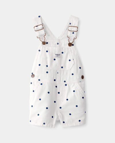 OshKosh B'gosh Qız Uşaq Nöqtəli Qısaqol Kombinezon - Ağ/Mavi