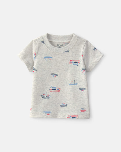 Carter's Uşaq Oğlan 2 Parçalı Chambray Qayıq Komбinezon Dəsti - İndigo/Boz