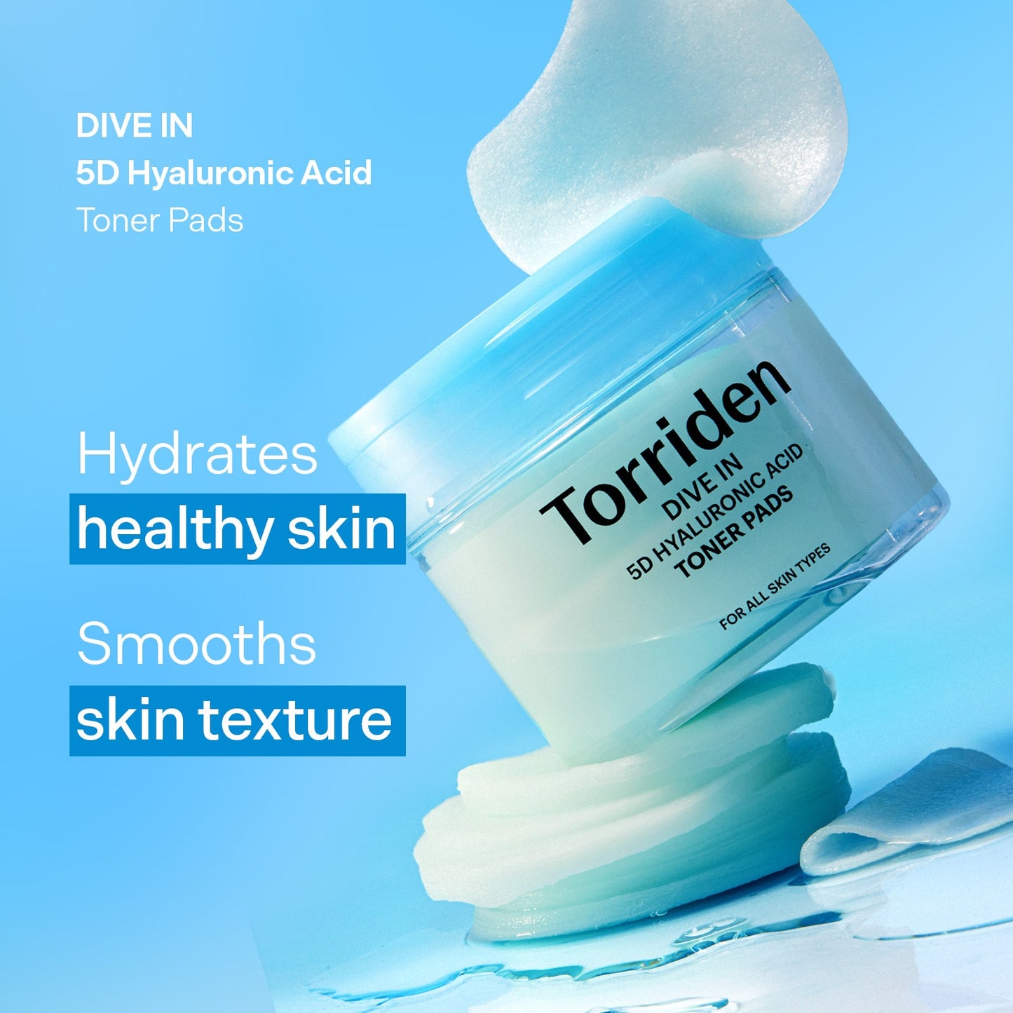 Torriden DIVE IN 5D Hialuron Turşusu Toner Pad Dərinə Nəmləndirmə və Eksfoliasiya üçün