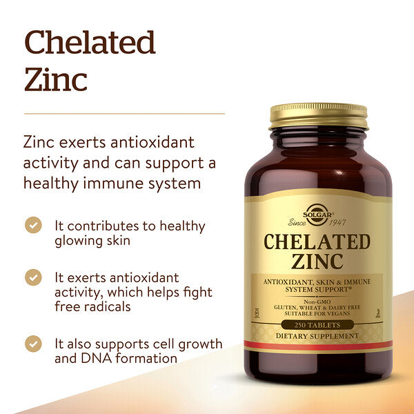 Solgar Chelated Zinc 250 Tablet 22 Mg