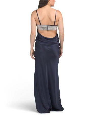MORGAN Stretchli Satin Geyim Rhinestone və Kovboy Arxa ilə