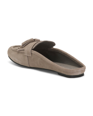 BLACK SUEDE STUDIO Made In Brazil Süət Arlys Arxa Açıq Saçaqlı Loafer Ayaqqabı