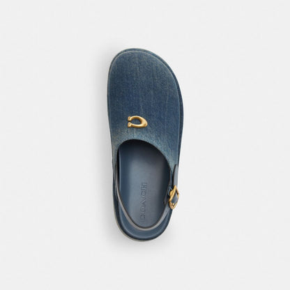 Coach Sculpted C Platform Clog In Loved Denim