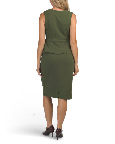LONDON TIMES Yelek Tərzi Peplum Midi Geyim