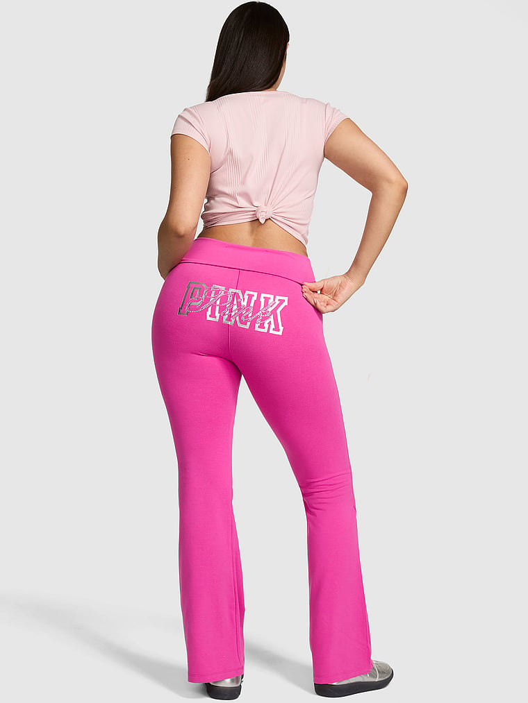 PINK All-Day Cotton™ Foldover Flare Leggings