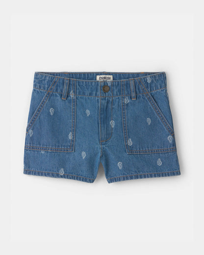 OshKosh B'gosh Qız Paisley Denim Şortu - Orta Yuyunmuş
