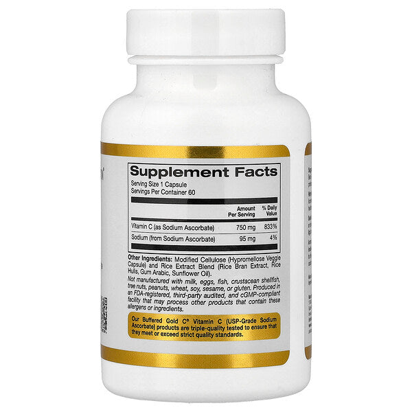 California Gold Nutrition Buffered Gold C Sodium Ascorbate C Vitamini 60 Vegetarian Kapsul