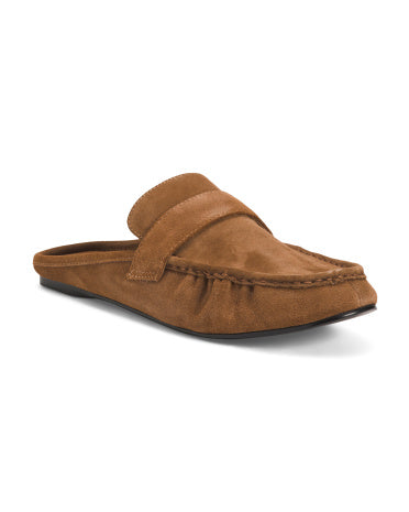 BLACK SUEDE STUDIO Suede Arwin Ruched Backless Loafers