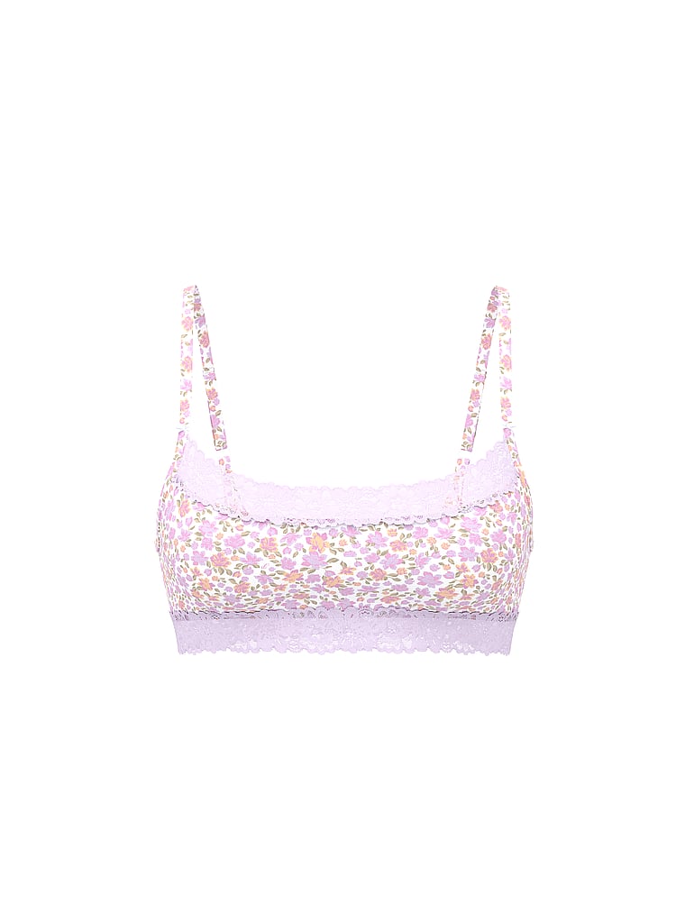 PINK Pamuklu Astarsız Dantel Kenarı Scoop Bralett