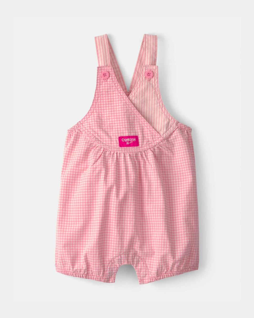 OshKosh B'gosh Qız Uşaq Şotlanda Naxışlı Qısaqara Kombinezon - Çəhrayı