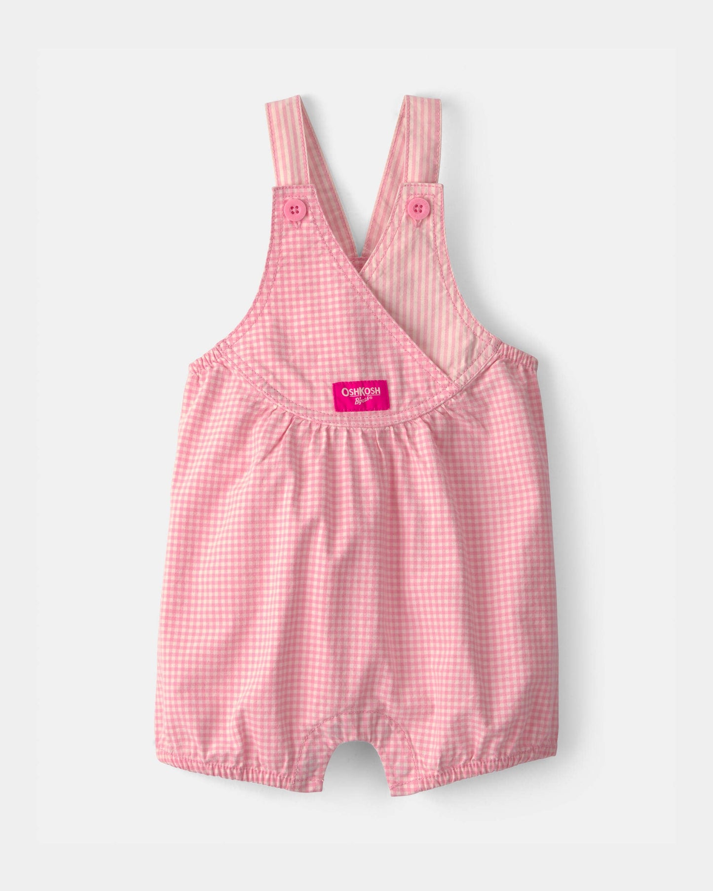 OshKosh B'gosh Qız Uşaq Şotlanda Naxışlı Qısaqara Kombinezon - Çəhrayı