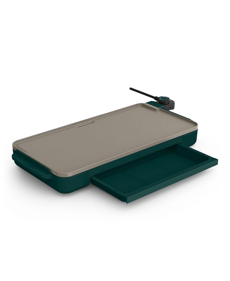 Bella 10" x 20" Griddle Isitmə Sini ilə, Meşə Yaşıl