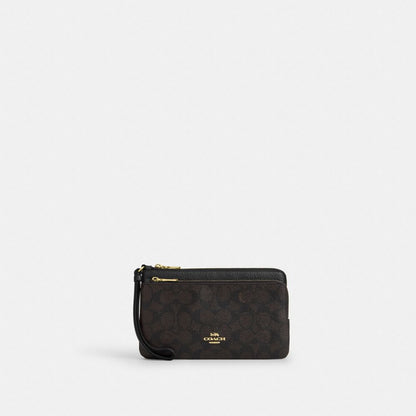 Coach Double Zip Cüzdanı Signature Canvas-da
