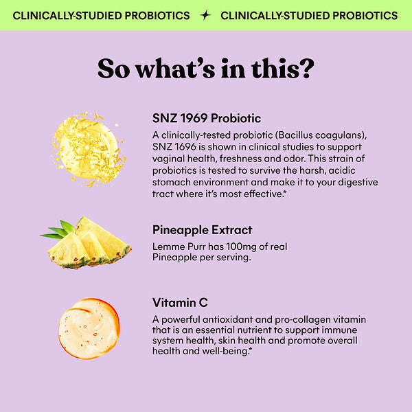 Lemme Purr Vaginal Probiotic Gummies Ananas 60 Gummies YoxYox