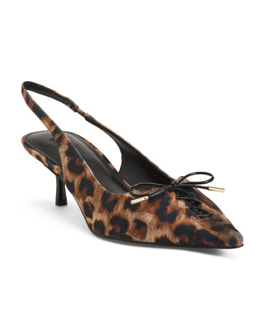NINE WEST Anora Heyvan Naxışlı Arxadan Bağlamalı Kitten Topuqlu Ayaqqabı