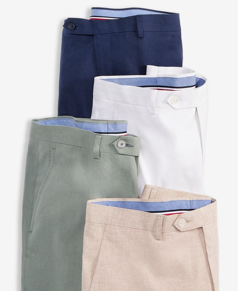 Tommy Hilfiger Kişi Modern-Fit Keten Şalvar