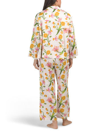 NATORI 2 Parça Pamuk Sateen Solene Klassik Yaxalı Pijama Üst və Şalvar Dəsti