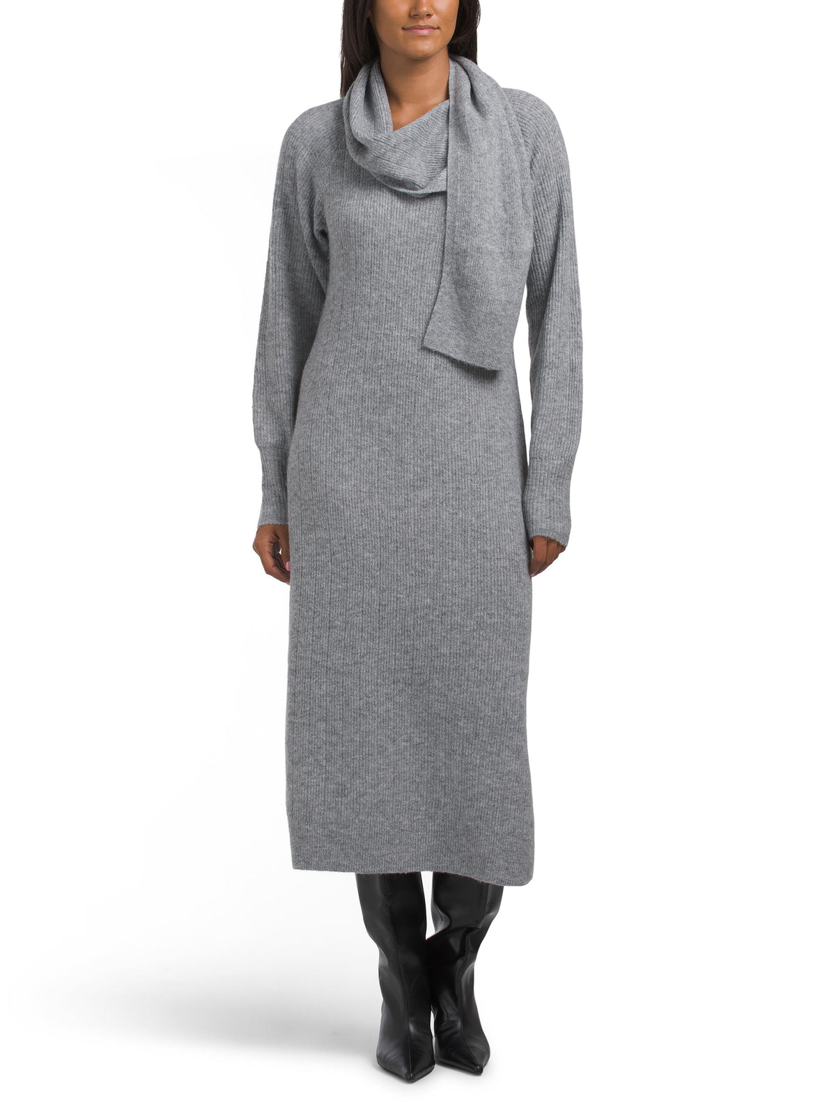 DEVOTION BY CYRUS Boyun Şalı Maxi Sweater Geyim