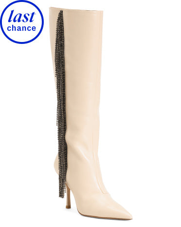 STUART WEITZMAN İspaniyada İstehsal Edilən Dəri Kristal Saçaqlı Çəkmə
