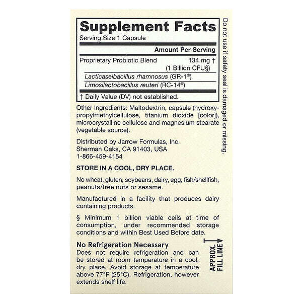 Jarrow Formulas Vegan Fem Dophilus 1 Milyard Cfu 60 Veqetarian Kapsul YoxYox