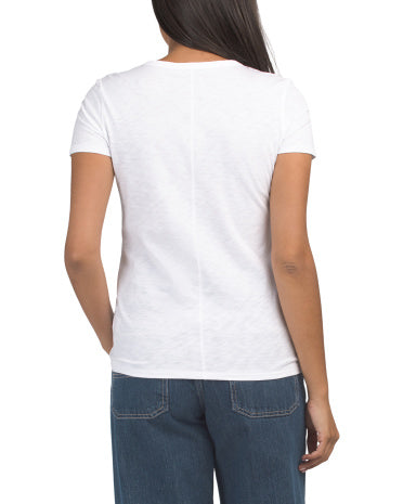 Pima Pambığı Qısa T袖 Crew Neck Jersey Slub T-Shirt