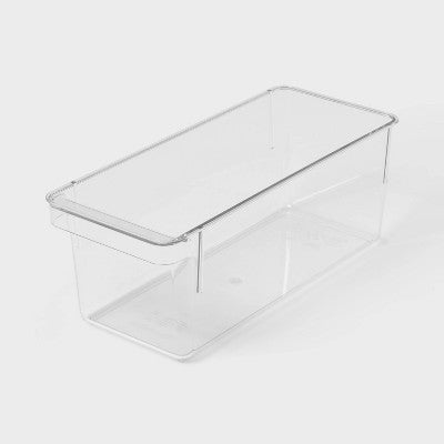 Brightroom Kiçik Dar Buzdolabı və Pantry Təşkilatçı Qab - Şəffaf Mətbəx Saxlaması, Dondurucuya Uyğun, 10.5" Dərinlik
