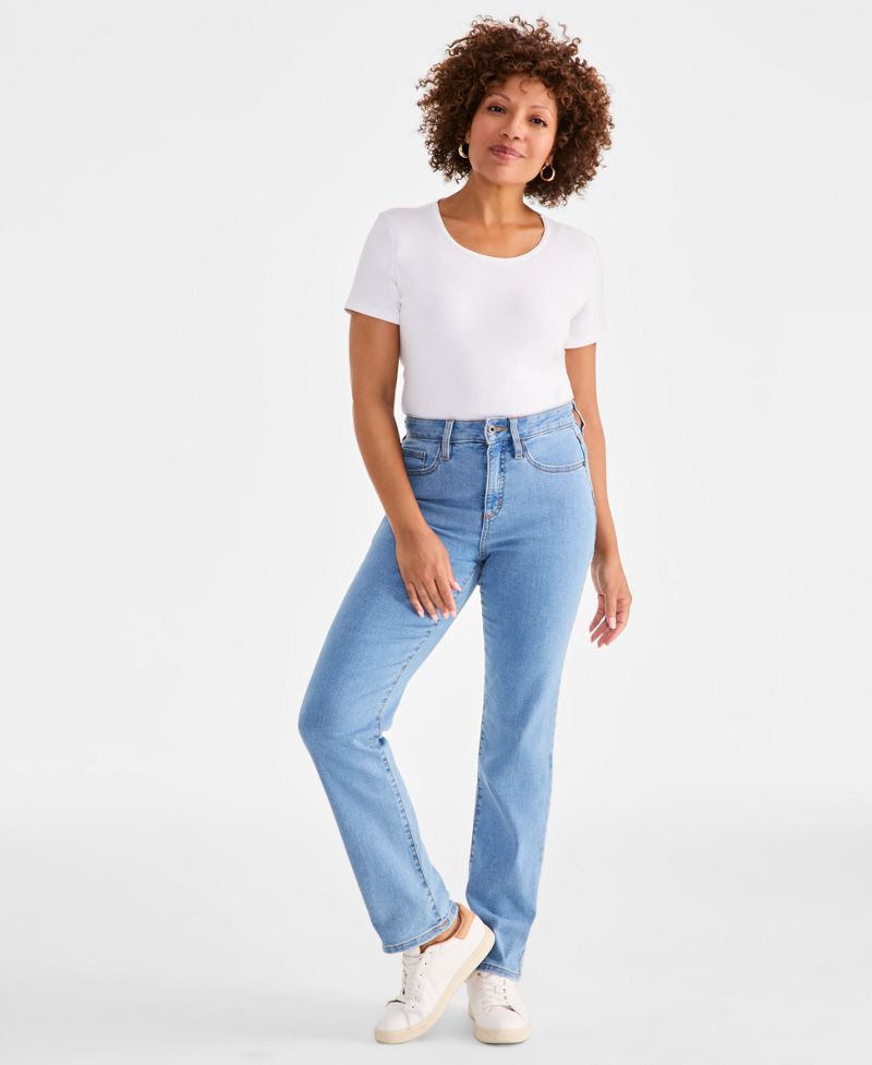 Style &amp; Co Qadın Yüksək Bel Düz Kesimli Cins
