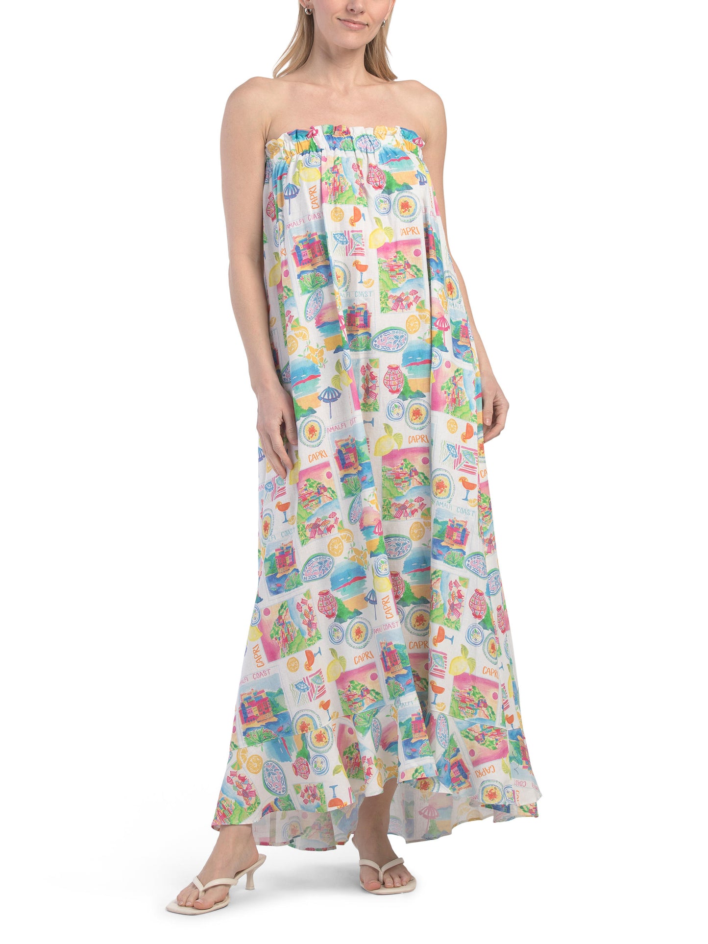 Linen Blend Around The World Midi Geyim