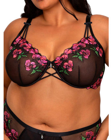CURVY COUTURE Full Figure Parlaq Çiçəkli İşlemə Limanı