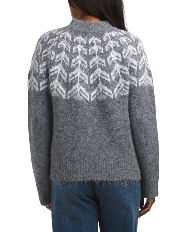 ELLEN TRACY Uzun Tərəvəz Fair Isle Sviter
