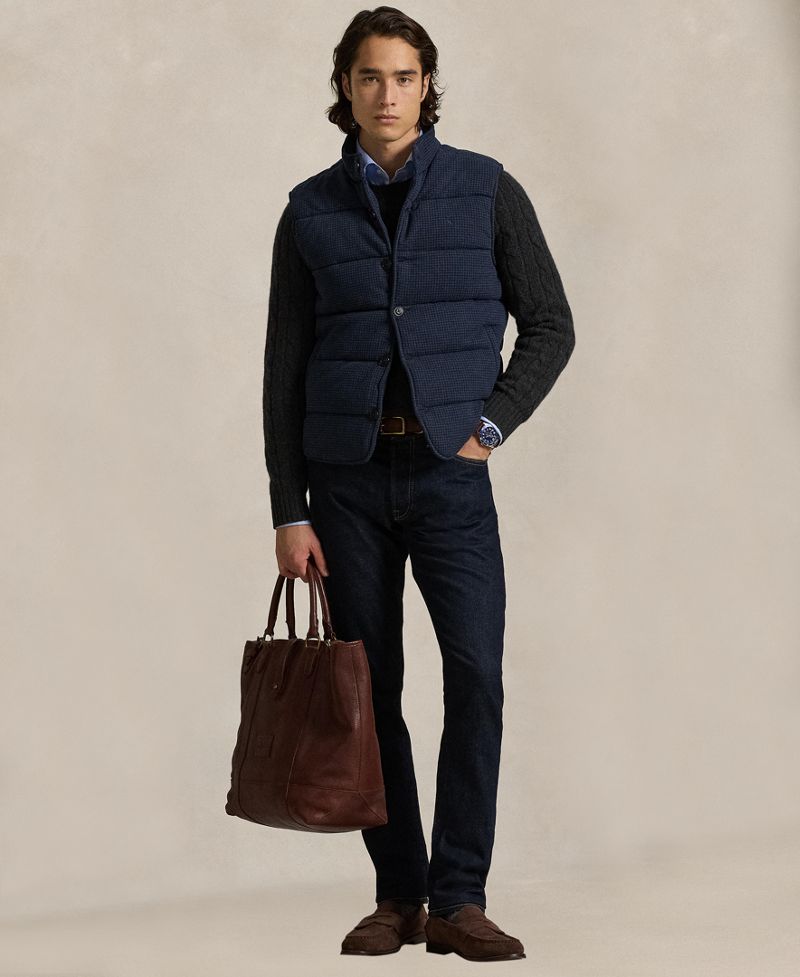 Polo Ralph Lauren Kişi Şəbəkə Naxışlı Qısa Yaxalı Jilet