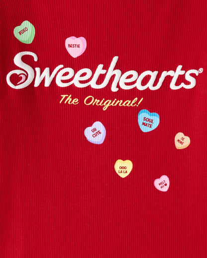 OshKosh B'gosh Qız Sweethearts© Şirniyyat Uzun Cəkit Qabartma Bluzka - Qırmızı