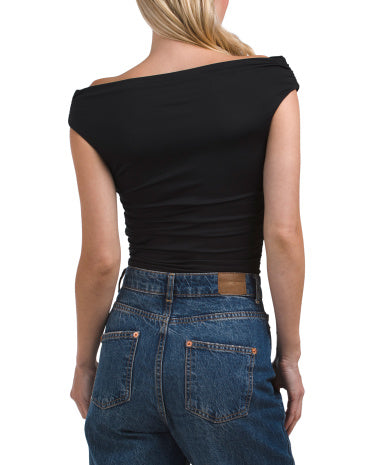 GAZE Açıq Çiyin Büzüştürülmüş Bodysuit
