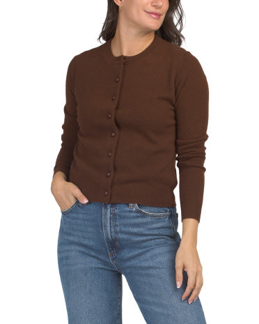Cashmere Bobble Button Cardigan Qəhvəyi Düyməli Kardiqan