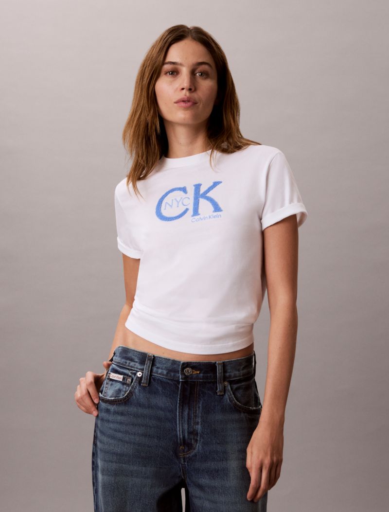 Calvin Klein NYC Monogram Qrafiki Klassik Köynək
