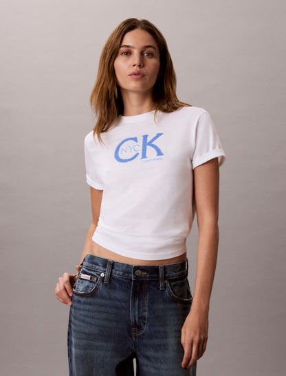 Calvin Klein NYC Monogram Qrafiki Klassik Köynək