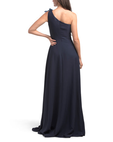 TERANI COUTURE Bir Omuz 3D Çiçək Geyimi