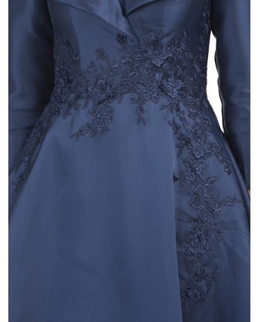 TERANI COUTURE Üç Çeyrek Kollu Mikado İşlemeli Geyim