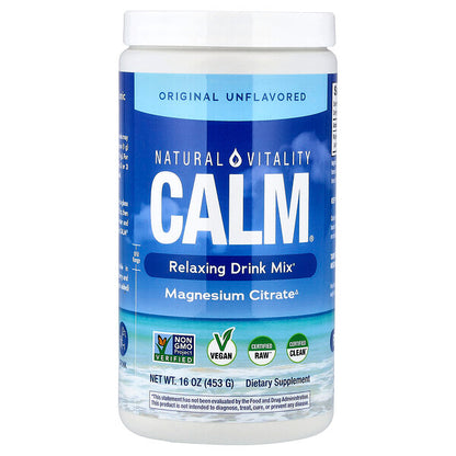 Natural Vitality Calm Rahatlaşdırıcı İçki Tozu Orijinal Tat Olmadan 16 Oz 453 G