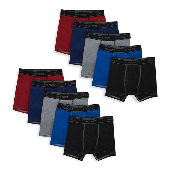 Hanes® Oğlan 10 Pakəti Ultimate Assorted Solid Boxer Briefs Açıq Gödək