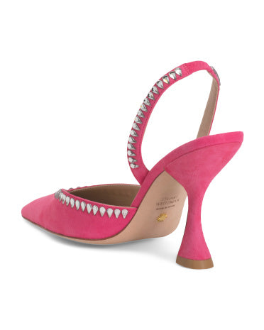 STUART WEITZMAN İspaniyada İstehsal Olunmuş Süet Gemcut Xcurve 100 Slingback Topuqlu Ayaqqabı