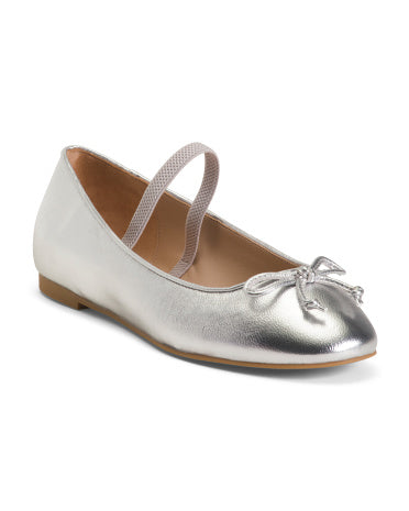 STUART WEITZMAN Leather Gabby Bow Ballet Flats