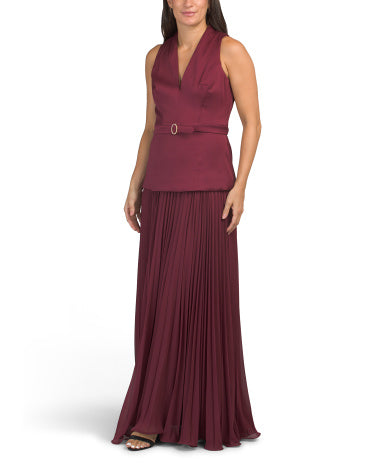 TAYLOR V Boyunlu Satin Maxi A-Xətli Geyim