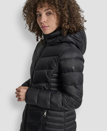 DKNY Qadın Fermuarlı Uzun Palto