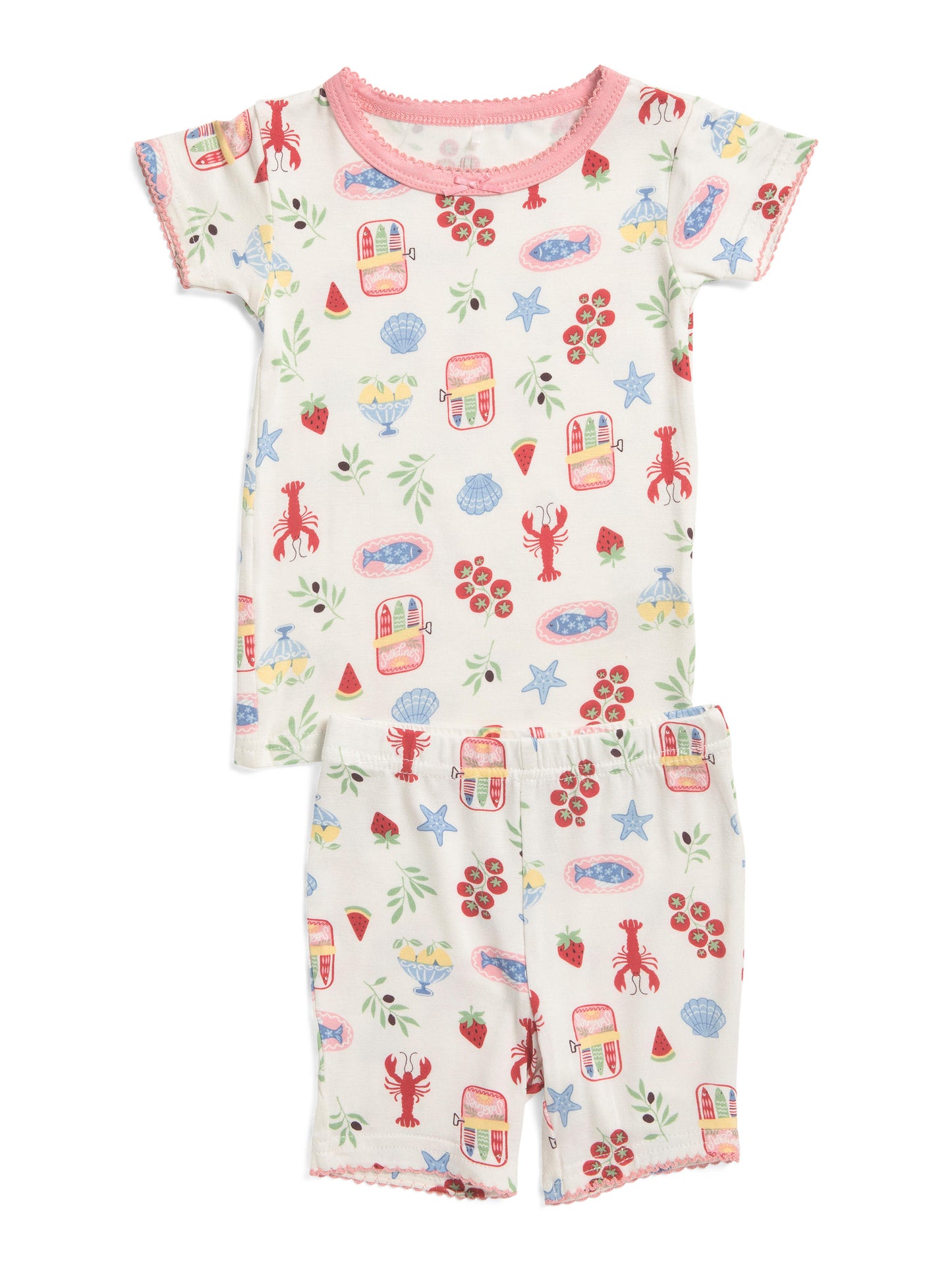 MILKBERRY Qız Uşaq 2-Parça Aralıq Dənizi Çapı Super Yumuşaq Pijama Dəsti