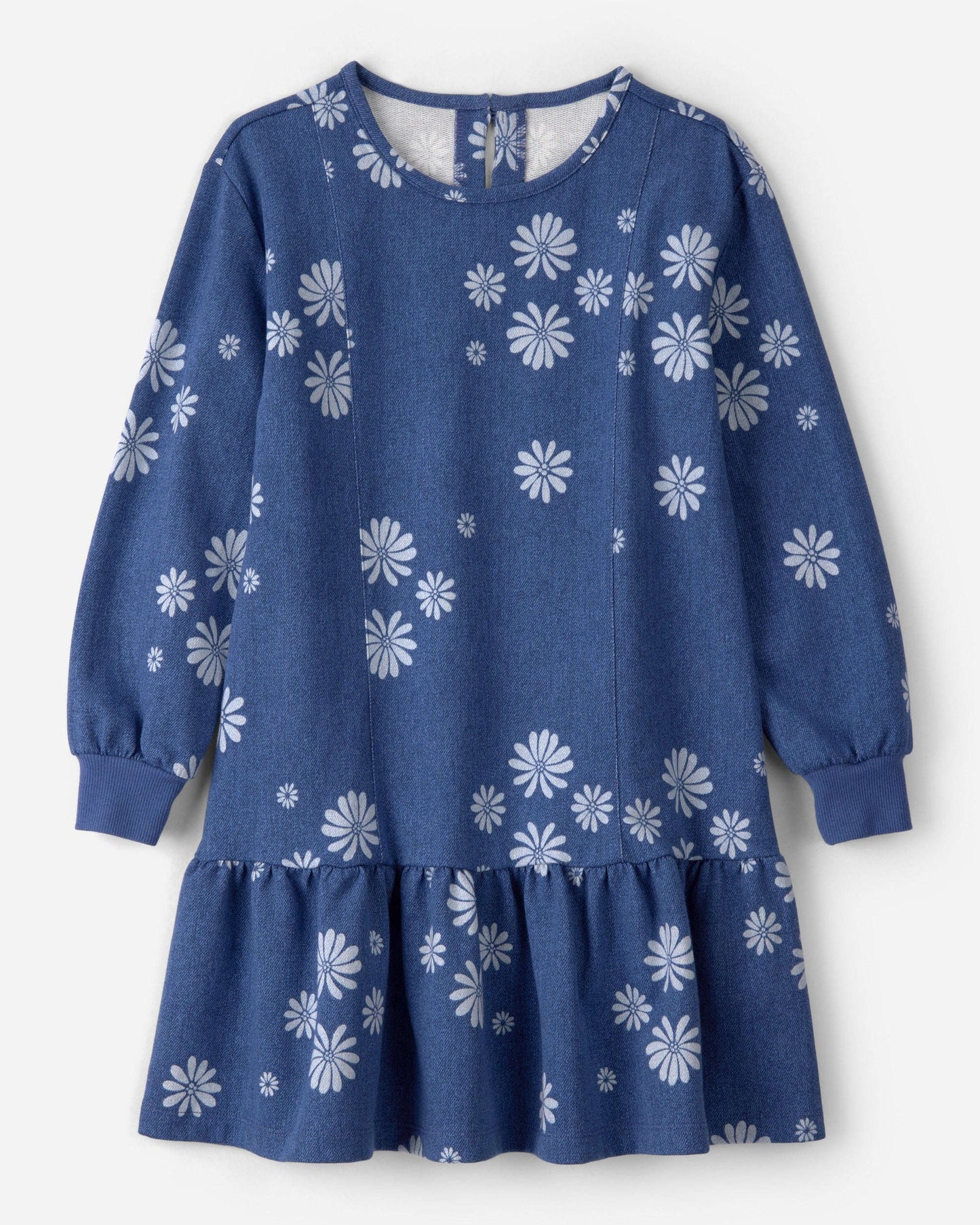 OshKosh B'gosh Qız Çiçək Naxışlı Uzun Kollu Geyim - Mavi YoxYox