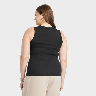 A New Day Qadın Dar Oturan Nervürlü Kolsuz Tank Top Zeytun 4X