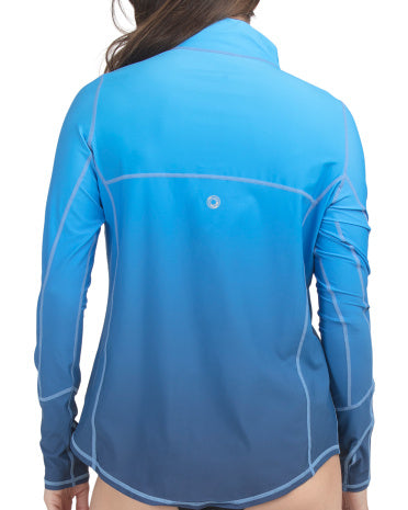 JANTZEN UPF 50 Rahat Mock Neck Zip Up Günəş Rash Guard