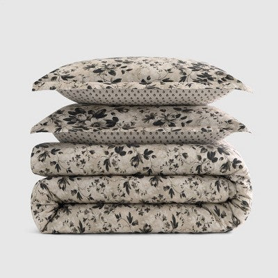 Jeremiah Brent Home King Çiçəkli Yorğan Qara/Ağ