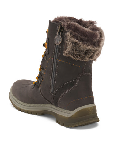 SANTANA CANADA Made In Italy Suede Milly Waterproof Cozy Collar Lace Up Winter Boots